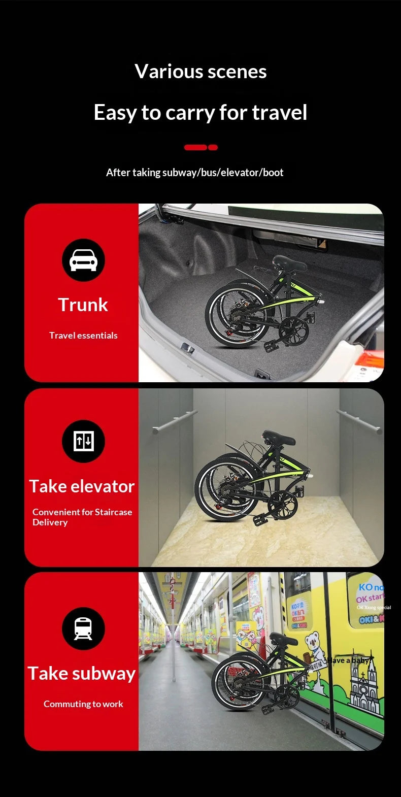 Folding Bike 20 Inch Aluminum Alloy Lightweight Commuter Bicycle 7 Speed Portable City Travel Ultralight Folding Bikes Grey