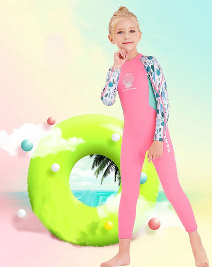 Children Wetsuit 2.5MM Neoprene Diving Suit For Girls Boys One-Piece Swimsuits Long Sleeve Kids Swimwears Snorkeling Rash Guards