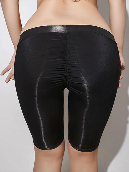 High Elastic Women's Shorts Oil Shiny Sheer Sexy Low Waist Panties Push Up Butt Tight Shorts Woman Clothing Yoga Shorts