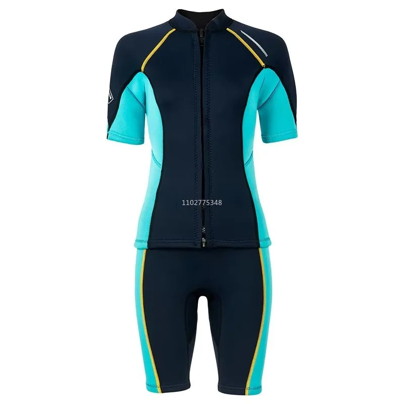1.5MM Wetsuits for Mens Womens Front Zip Diving Suits Neoprene Short Sleeve Wet Suit for Surfing Diving Swimming Snorkeling
