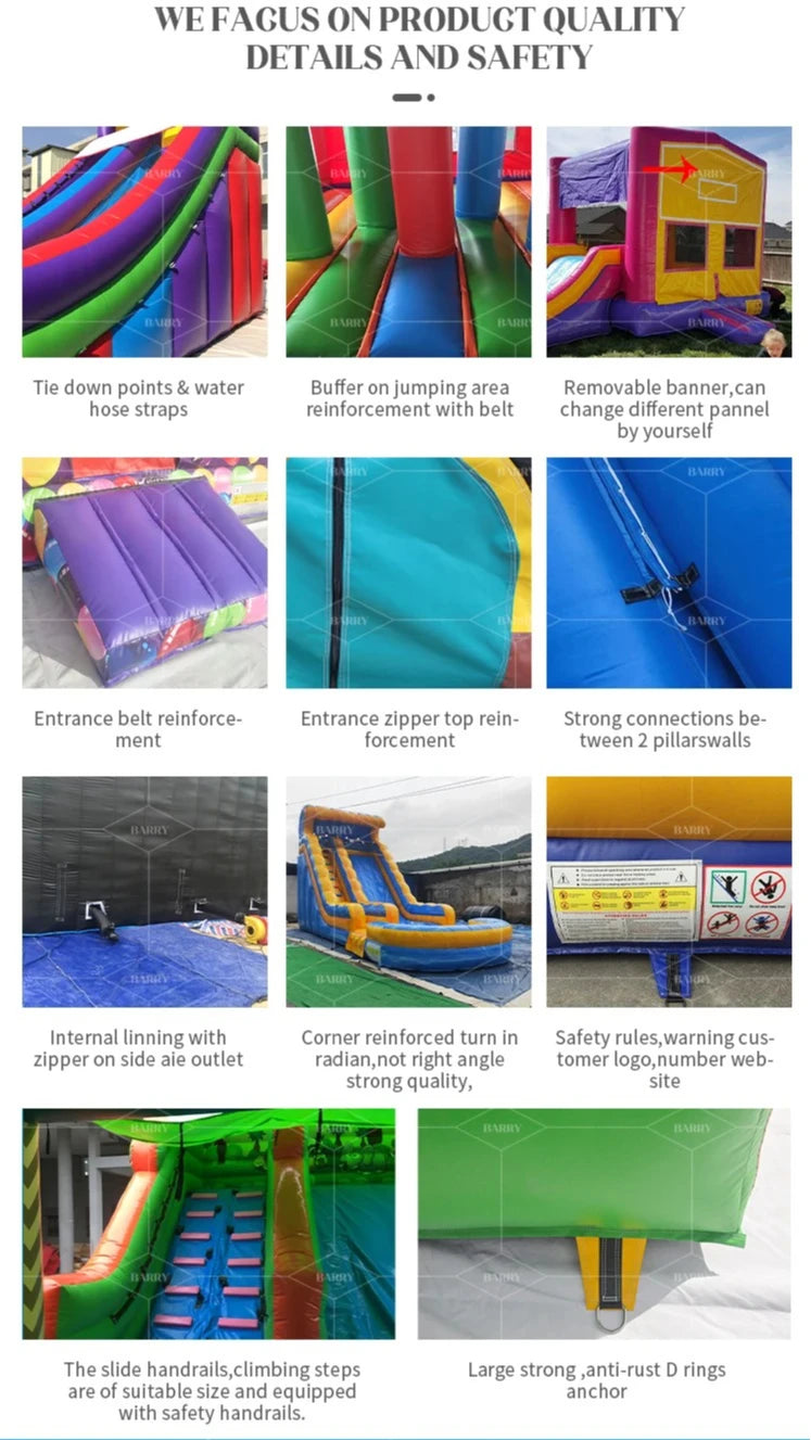 Commercial Water Park Waterslide Inflatable Kids Slide Pvc Toy Custom Inflatable Multiple Slides Children Water Slide With Pool