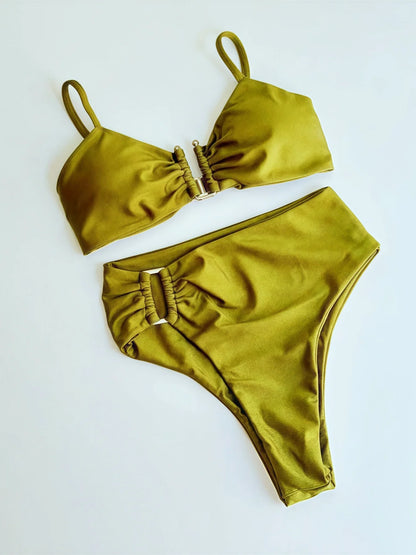 Bandeau Bikini Push Up Women Swimsuits 2024 Sexy Female Swimwear Brazilian Bikini Set Thong Biquini Swim Suits Solid Beachwear