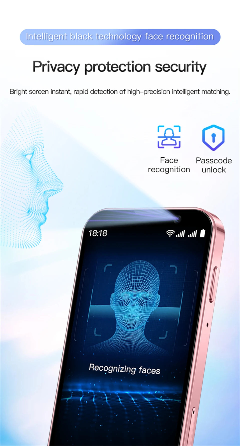 SOYES XS18 Pro 2GB RAM 16GB ROM Android9.0 Mini Smartphone With Facial Recognition Dual SIM Standby 3G Network 3.0in Small Phone