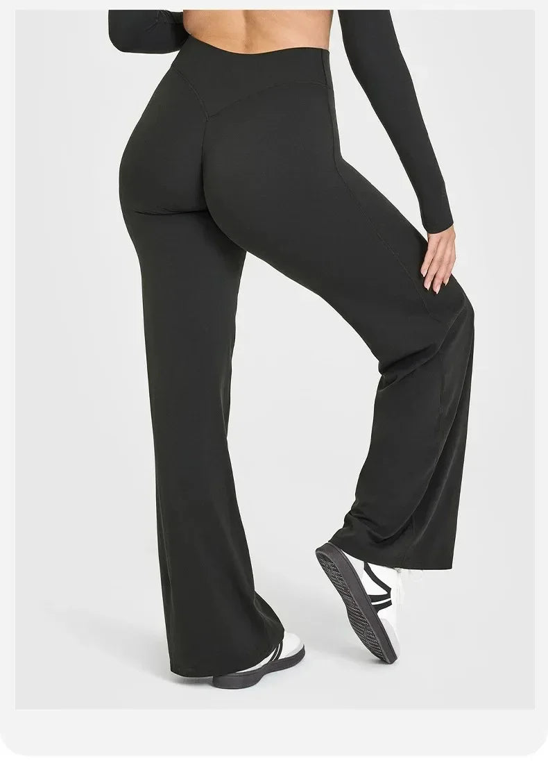 Straight Sports Leggings For Women's Fitness Sportswear Hips Without Embarrassment Yoga Pants Breathable Wide-leg Pants