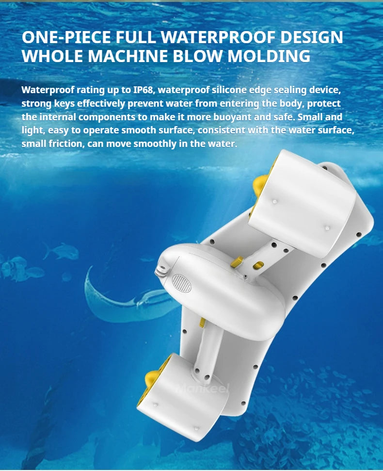 50m Depth Underwater Thruster 1.8m/s, 480W Brushless Diving Propeller with LED Display, 60min Silent eSurfboard for Adults