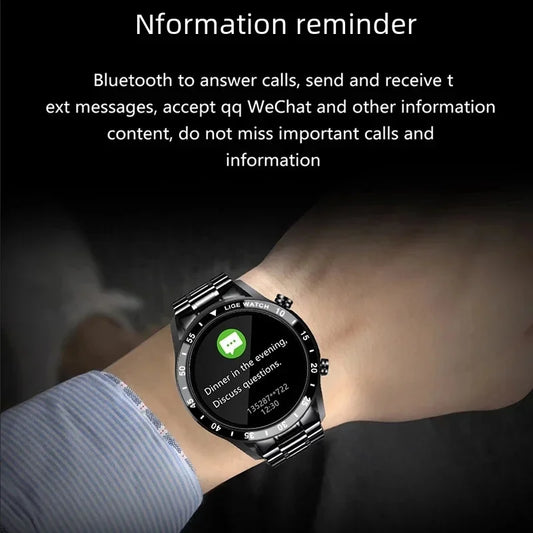 LIGE 2024 Full Circle Touch Screen Steel Band Luxury Bluetooth Call Men Smart Watch Waterproof Sport Activity Fitness Watch+Box