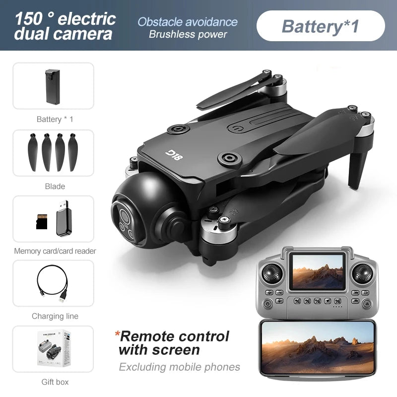 2025 D18 Drone 8K Aerial HD Dual Camera Photography Intelligent Obstacle Avoidance Brushless Motor 5G WIFI GPS Return VR Drone
