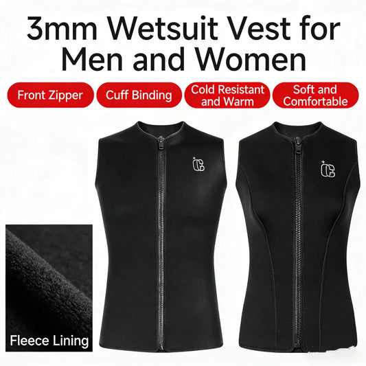 3MM Men Women Sleeveless Wetsuit Top No Hood Neoprene Thermal Vest for Scuba Diving Surfing Kayaking Swimming Water Sports