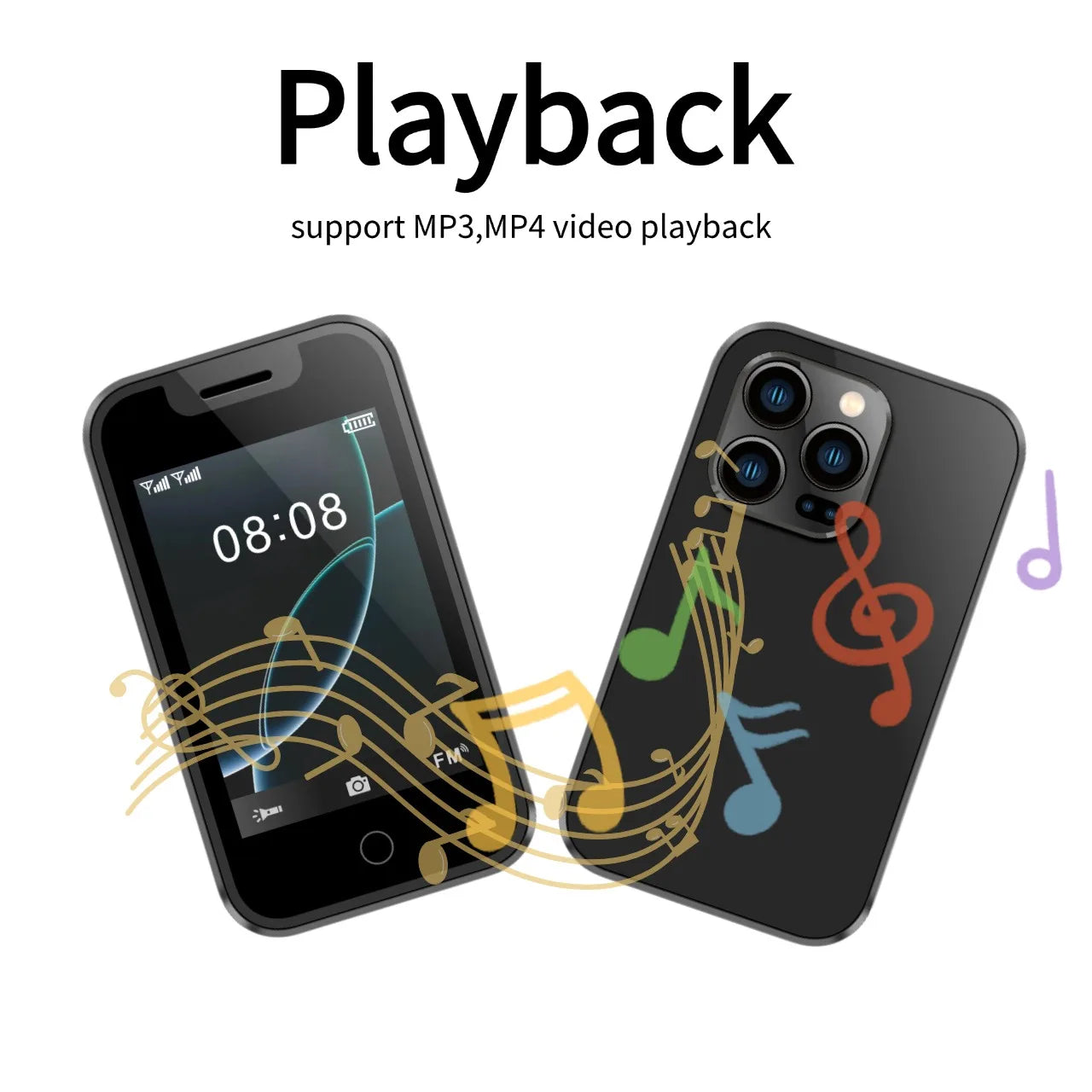 Mini Smart Wearable Mobile Phone 2.4" Touch Screen Support Dual SIM Bluetooth Call Music SMS Voice Changer Camera Vibration