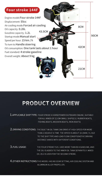 2.5HP Inflatable Fishing Motor Outboard Boat Engine