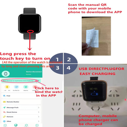 Smart Watch For Men Women Sport Mode Music Control Calorie Distance Fitness Smart Band Message Remind Smart Bracelet Android IOS