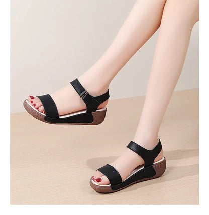 Women Shoes Wedge Heels Sandals 2025 Summer New  Sandals Female Platform Lether Elegant Wedges Sandals Sandalias Mujer
