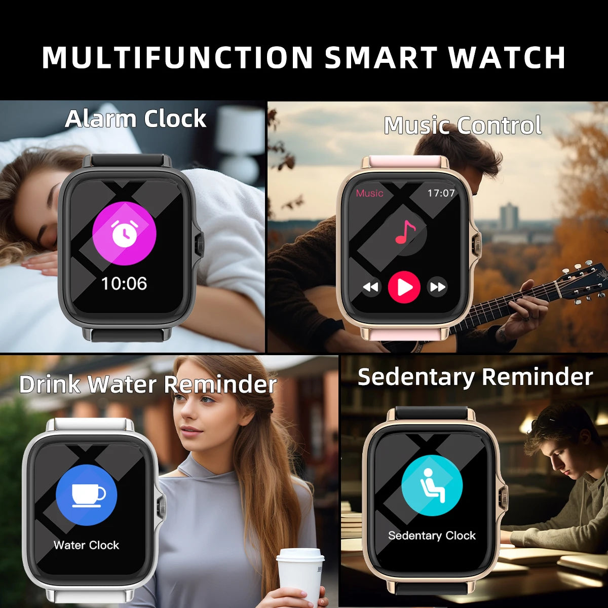 Outdoor Sports Smartwatch Wireless Calling Information Reminder Custom Wallpaper Men Women Multifunctional Smart Watches Music