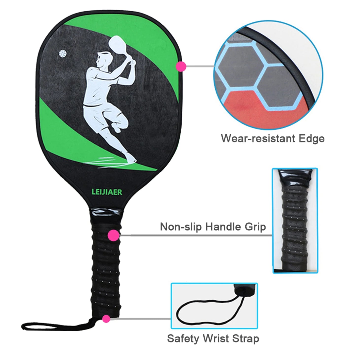 2-Pack Wooden Pickleball Paddles Set with Balls And Mesh Storage Bag Ideal for Beginners