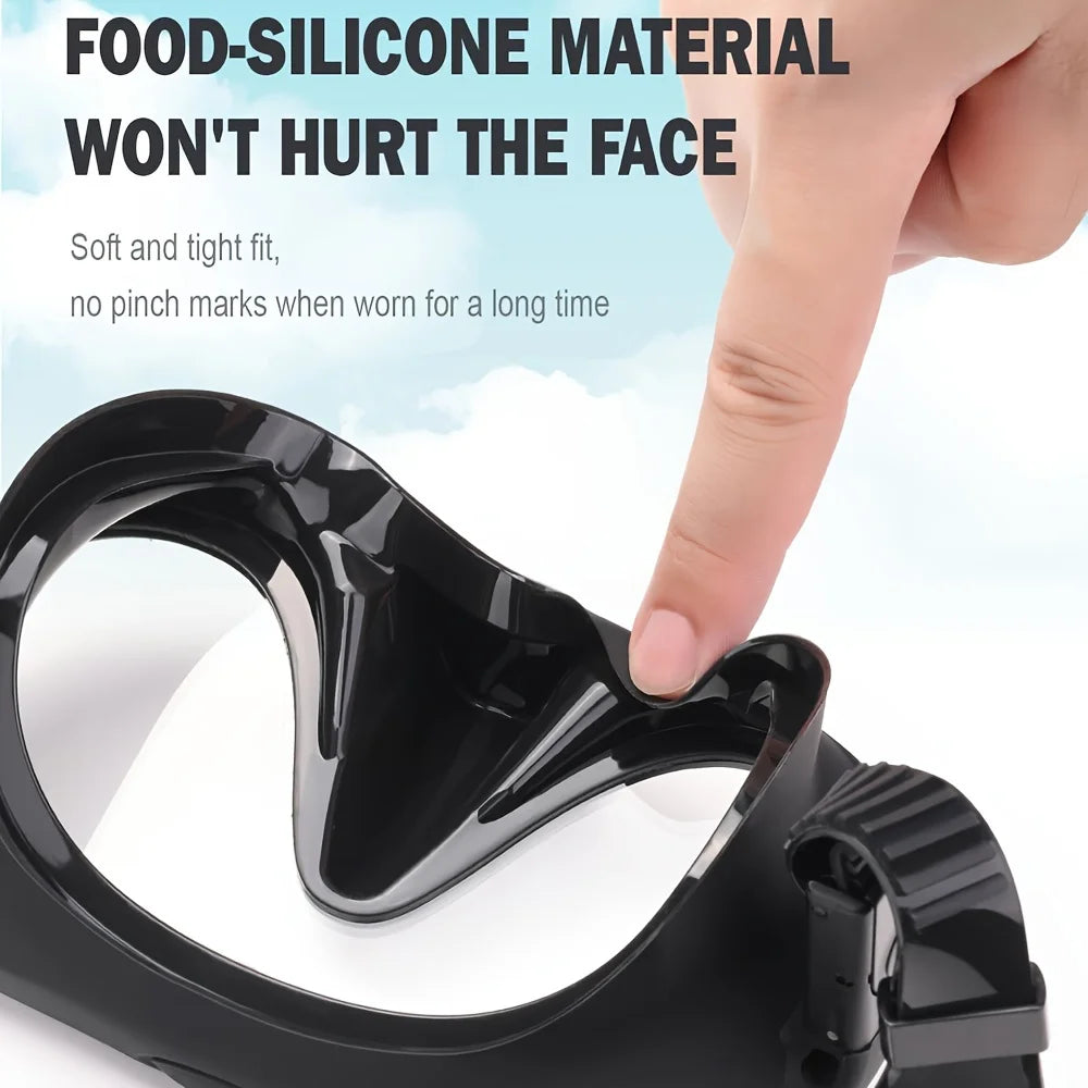 Diving Mask Swimming Snorkel Mask Wide View Tempered Glass Adult Waterproof Anti-Leak Anti-Fog Dive Scuba Swim Snorkeling Goggle