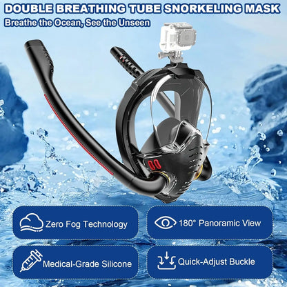 Snorkeling Mask Double Tube Silicone Full Dry Diving Mask Adult Swim Mask Diving Goggles Indoor Self Contained Underwater Breath