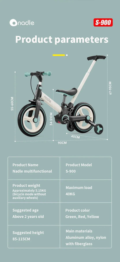 Children's bicycle balance bike 4-in-1  1-6-year-old girl boy pedal folding bike