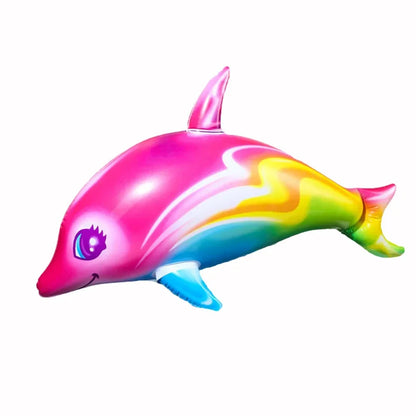 Inflatable Dolphin Rainbow Inflatable Toy Inflate Pool Beach Birthday Party Decoration Float Water Sports Inflatable Toy