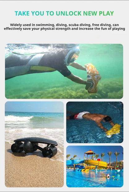 50m Depth Underwater Thruster 1.8m/s, 480W Brushless Diving Propeller with LED Display, 60min Silent eSurfboard for Adults