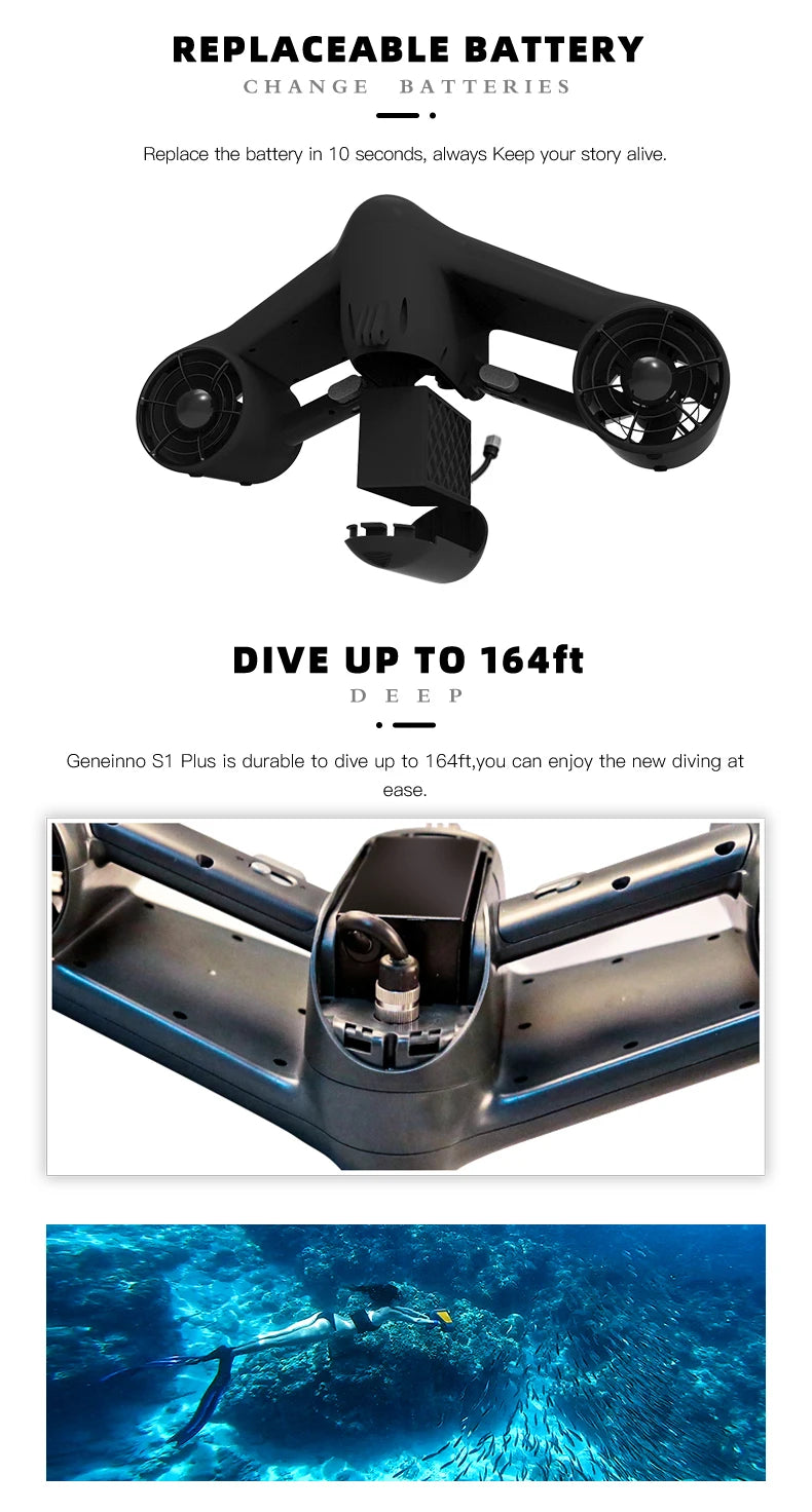 60Mins High Speed Electric Under Water Motor Scooter 500W Electric Underwater Thruster Sea Scooter for Diving Snorkeling