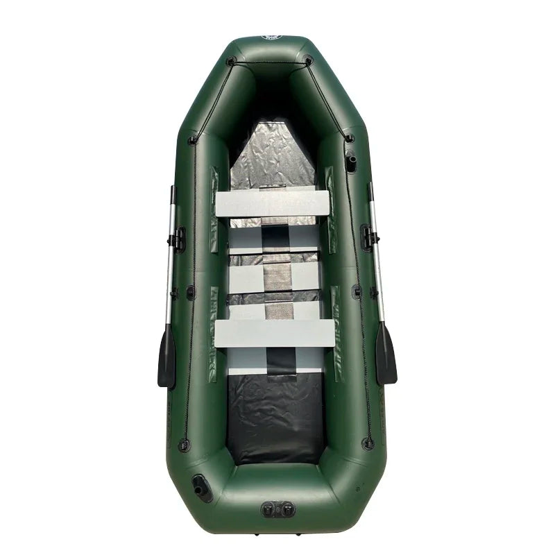 -4 Person PVC Inflatable Fishing Boat Kayak Slat Wooden Deck Recreational Floating Pontoon Factory Direct with Paddle