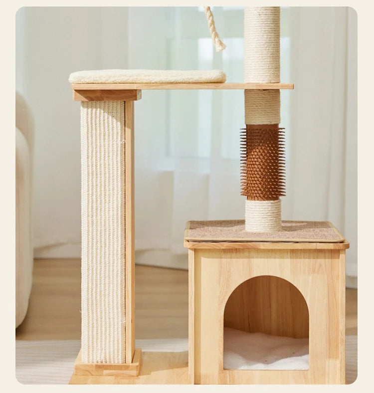Indoor Cat House with Scratcher, Trees, Towers for Large Cats, Tall Toy, Multiple Hamocks, Park Scrapers Tool, Silicone Carrier