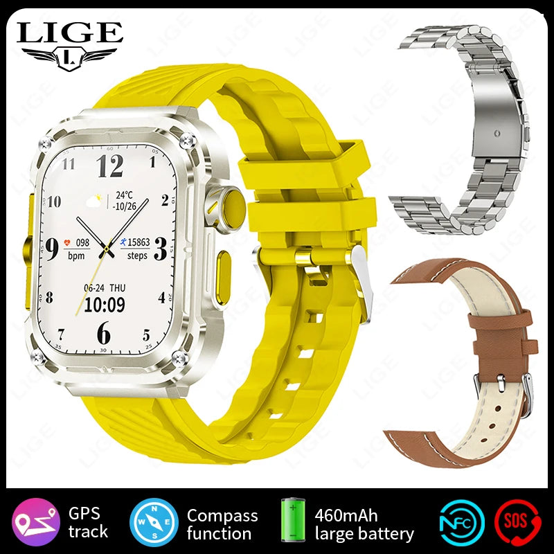 New 2.1" Ultra HD NFC Bluetooth Call Smart Watch Men Compass GPS Track 460mAh Battery Waterproof Smartwatches For women men