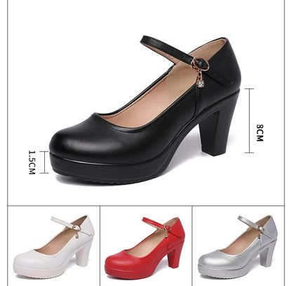 8 10 12cm Small Size 32-43 Shallow Thick Bottom Platform Pumps Women 2025 Block High Heels Shoes for Office Model Wedding Dress