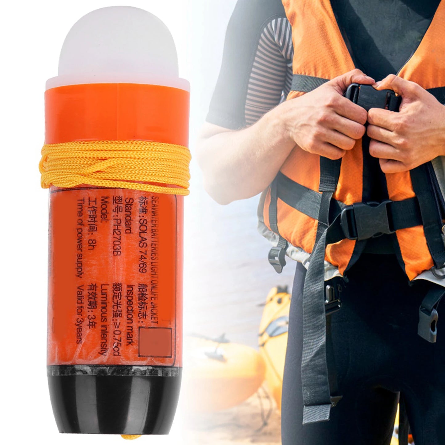 Marine Life Jacket Lamp Lightweight Waterproof Life Vest Light For Kayaking Drifting