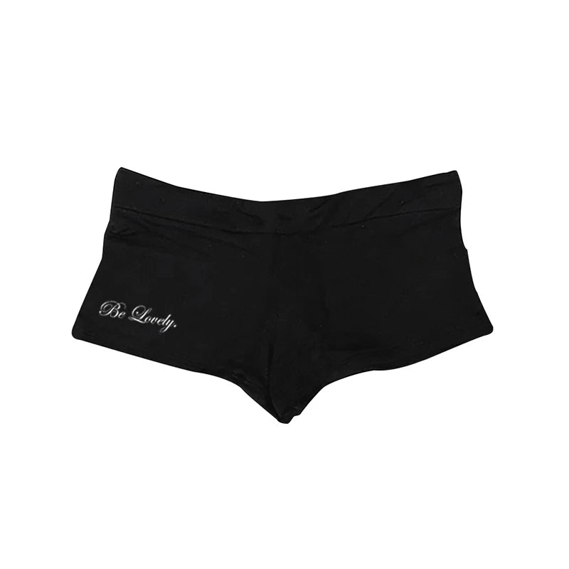 Gothic Letter Pattern Print Short Casual Harajuku Trash Punk Y2K Crop Bottoms Retro All-match High Street Slim Fit Women's Short