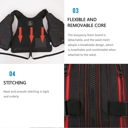 multi-functional life jacket vest for outdoor fishing, a must-have for safety. Multiple pockets for storage, buoyant materials
