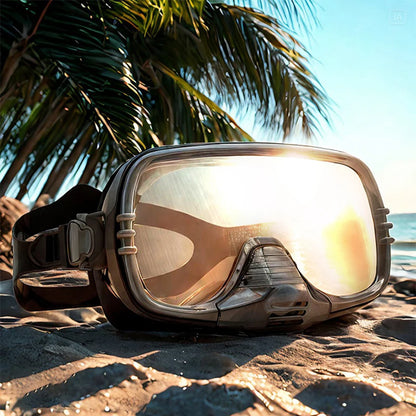 Large Frame Diving Mask with Drain Valve | HD Tempered Glass Lens & Adjustable Silicone Strap,Swim Goggles,buceo, 수영,스노클링,