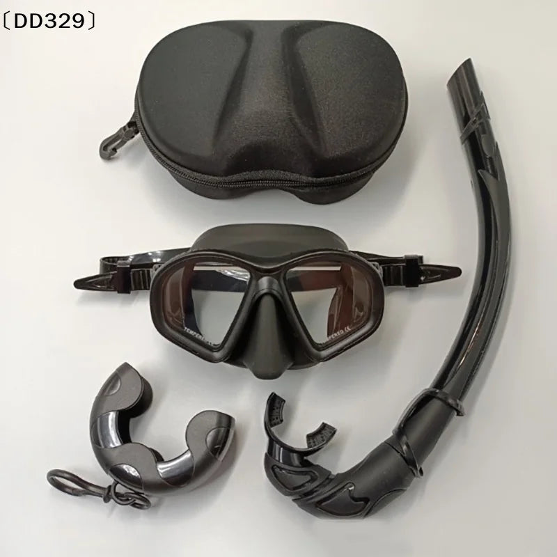 Tempered Glass Freediving Mask Snorkeling Set Foldable Snorkel J-type Diving Mask With Camera Mount〔DD329〕