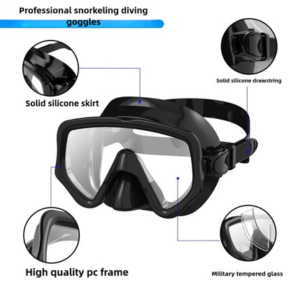 Diving Mask Snorkel Set For Adults Tempered Glass Scuba Professional Panoramic Snorkeling Gear Swimming Training Snorkel Kit