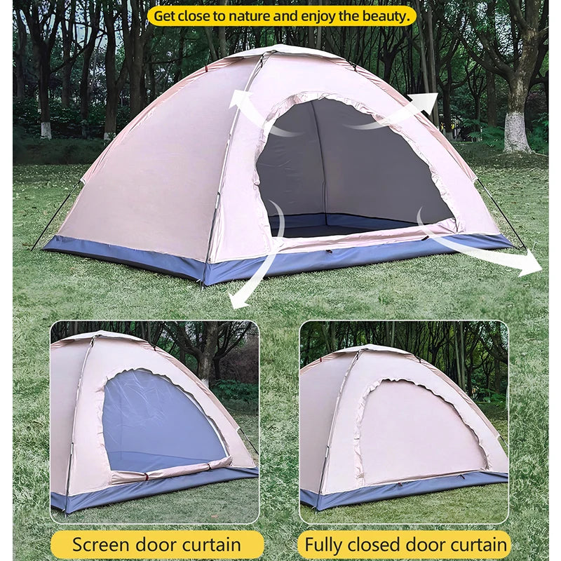 Outdoor camping tent, hand-built rain and sun protection hiking tent, double bed for couples and children, portable windproof