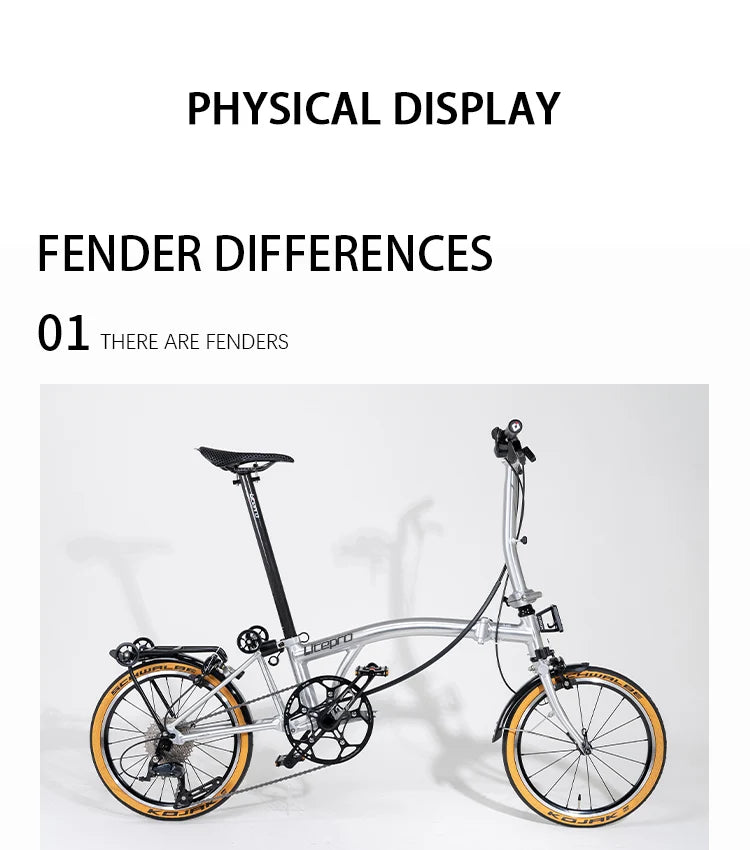 Litepro S9 Aluminum Alloy Frame 16 Inch 9 Speed Tri-fold Bicycle S /Y BAR Light Weight Foldable Bicycle Mini Folding Bike
