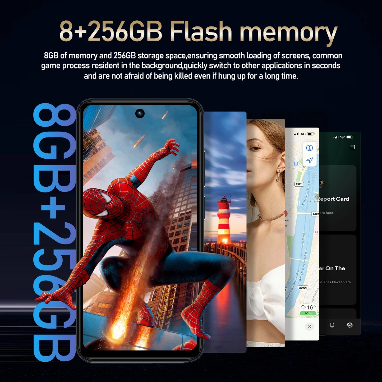 Global Version Smartphone 8GB+256GB 4G Smartphone, 5.3" Cellphone LCD 60Hz Display, 12MP Camera, 4100mAh Battery HD Camera, WiFi