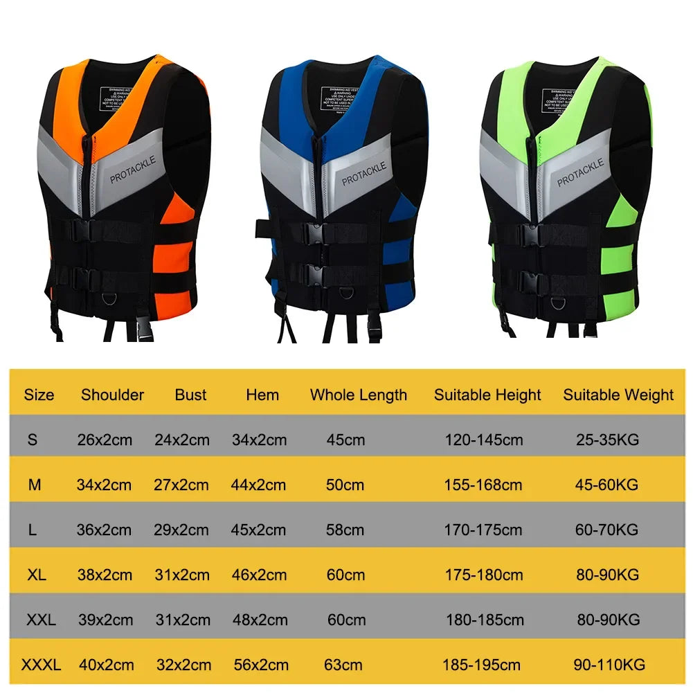 Neoprene Life Jacket Buoyancy Fishing Water Ski Vest Wear-resistant Survival Suit Water Sports Life Jacket For Swimming Fishing
