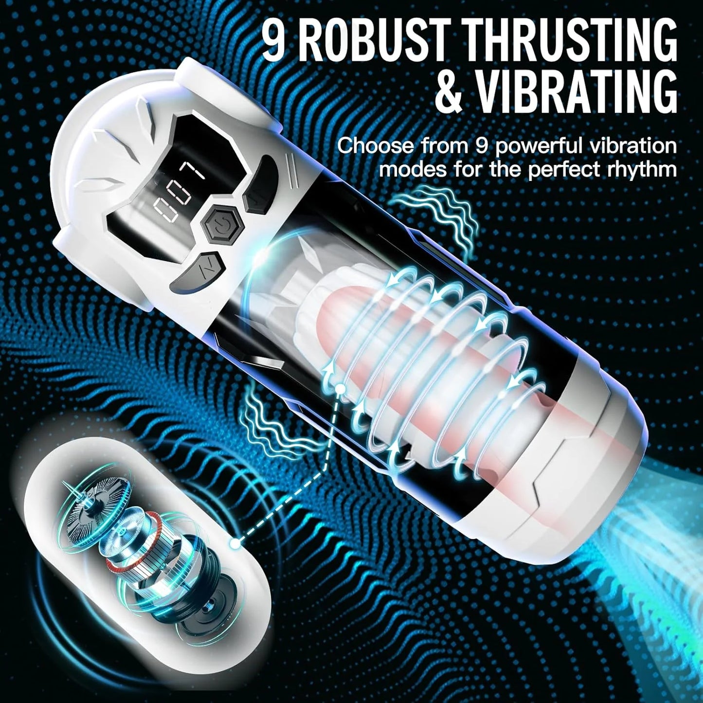 Masturbator Adult Sex Toys for Men 3 in 1 Automatic Thrusting Sucking Vibration Mode Blowjob Simulated Vagina Male Sex Supplies