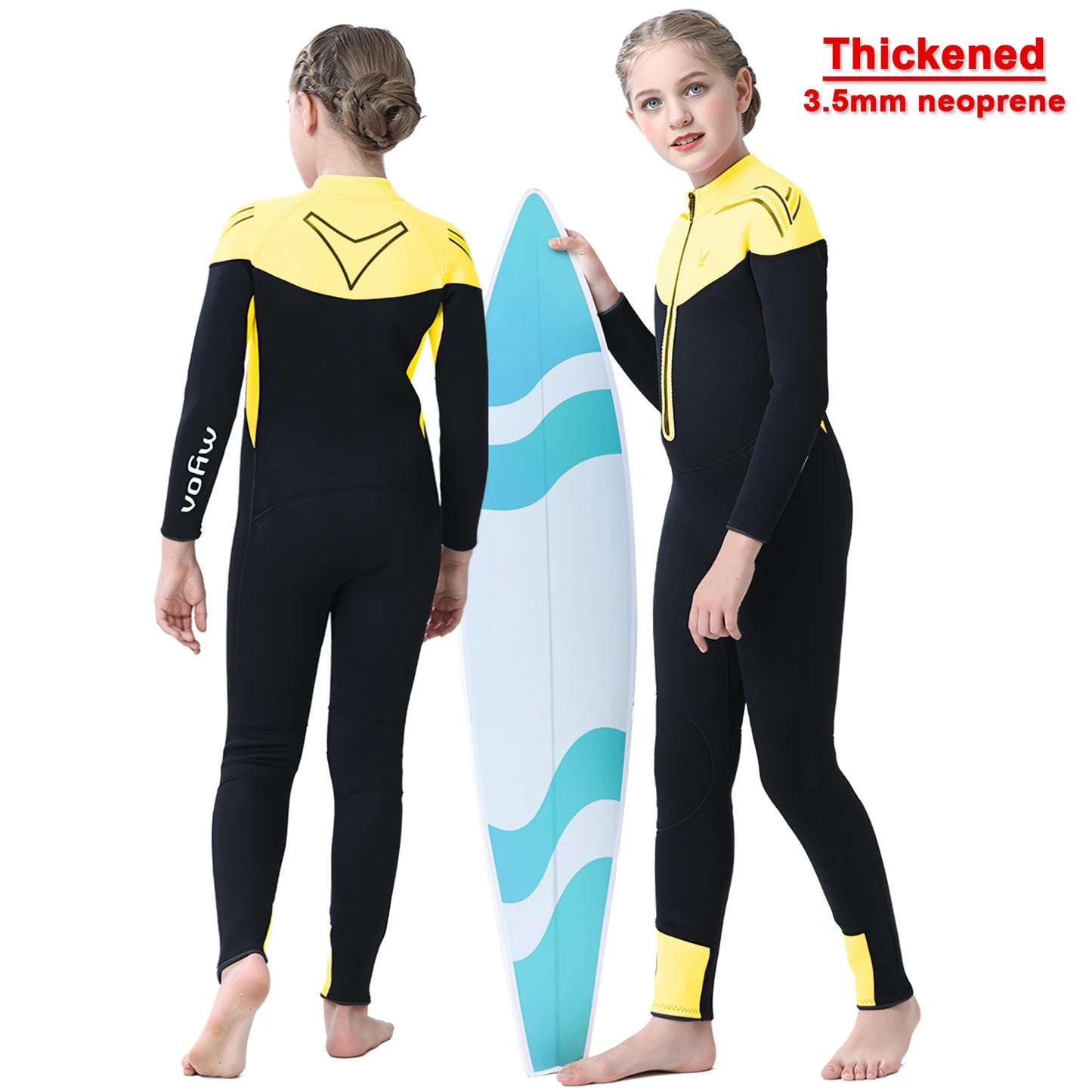 Thermal Full Wet Suits for Girls,Long Sleeve Anti-UV One-Piece Kids Wetsuits,3.5mm Neoprene,Thick Warm Swimming Surfing Wear