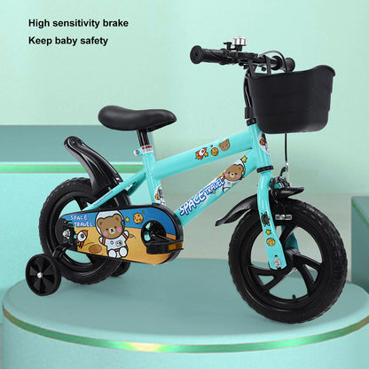 12" Kids Bike with Training Wheels for 2-6 Years Old, High Carbon Steel Frame Adjustable Seat & Handlebars