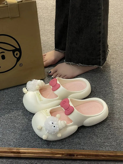 Cute Fairy  Slippers for Women's Summer Outer-Wear Thick-Soled Clogs Shoes Sandals For The Beach