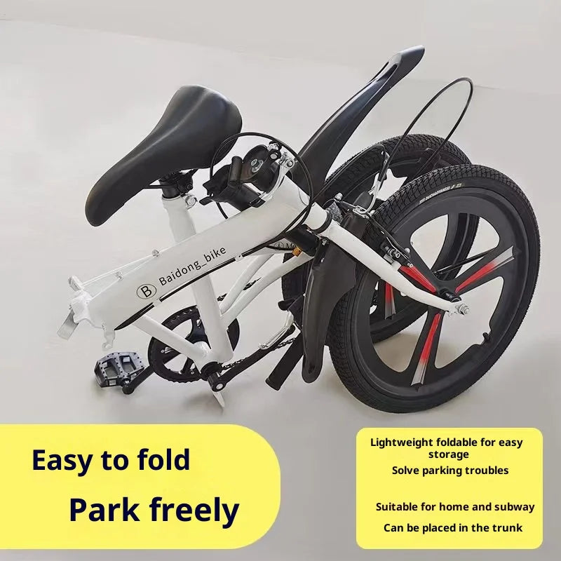 20 Inch Folding Bike Foldable 7 Speed Compact Portable Urban Commuter Bicycle Gift Road Adult Women Trifold Fixed Complete