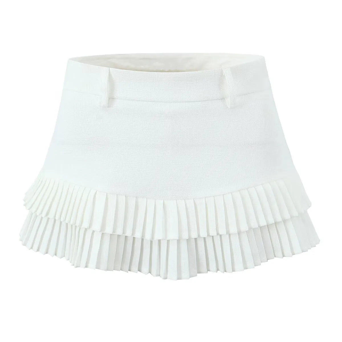 Summer Clothes Tweed Pleated Skirt Women Black Mini Skirts For Woman Preppy Low Waist Pleated Layered Casual Short Skirts Blue