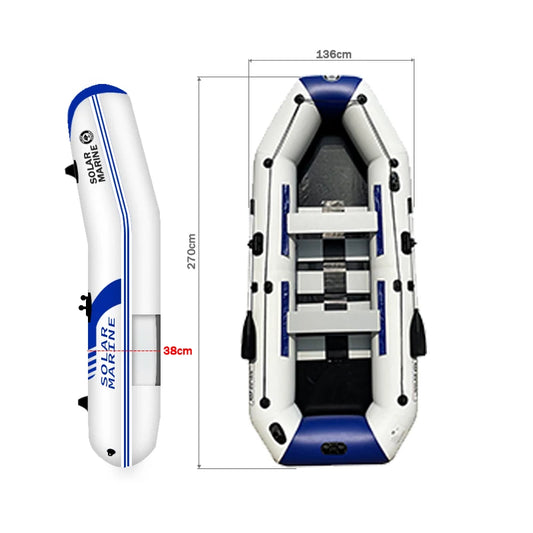 2.7m Wood Floor PVC Inflatable Fishing Kayak 0.9 mm Thick Leisure Rowing Rubber Pontoon Boat Solar Kayak