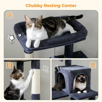 Multi-Level Cat Tree with Scratching Posts, Cozy Hammock, Plush Cat Tower for Indoor, Cat Condo Bed, Cat Accessories, Cat Toys