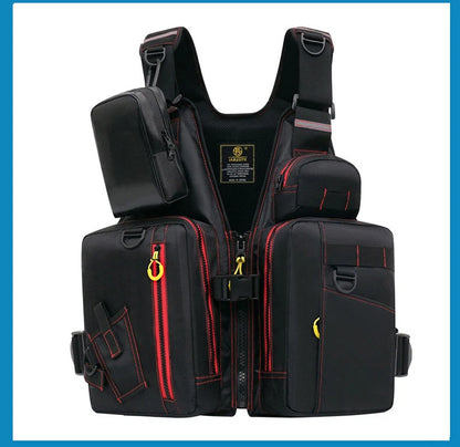 multi-functional life jacket vest for outdoor fishing, a must-have for safety. Multiple pockets for storage, buoyant materials