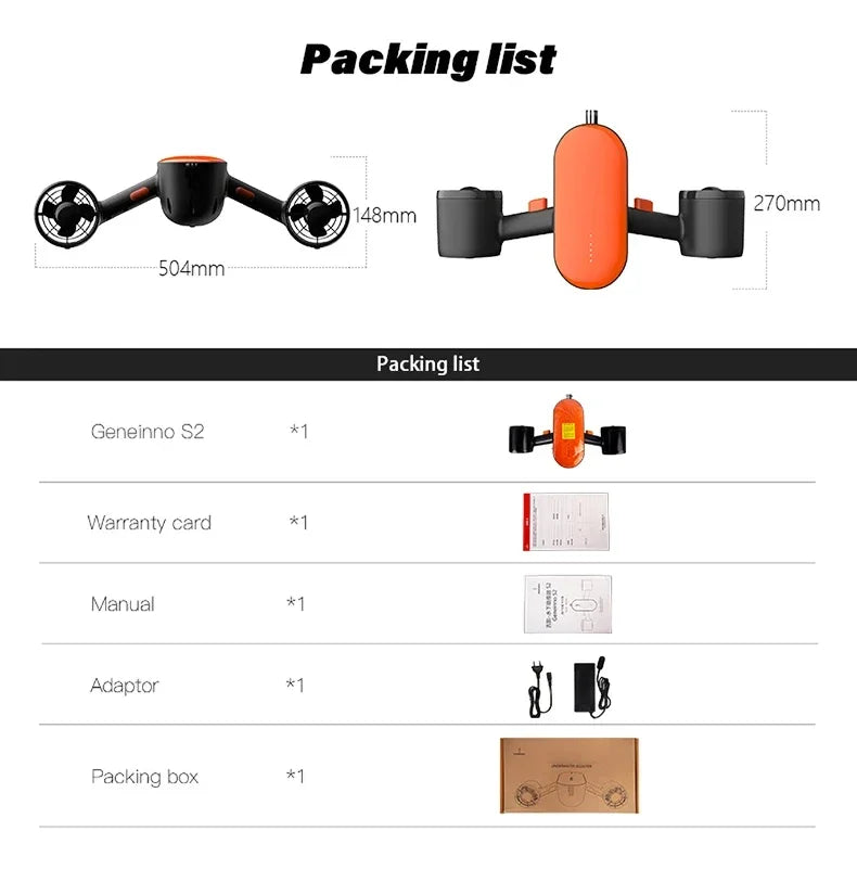 High Speed Electric Under Water Motor Scooter 1.2m/s Electric Underwater Thruster Sea Scooter for Diving Snorkeling