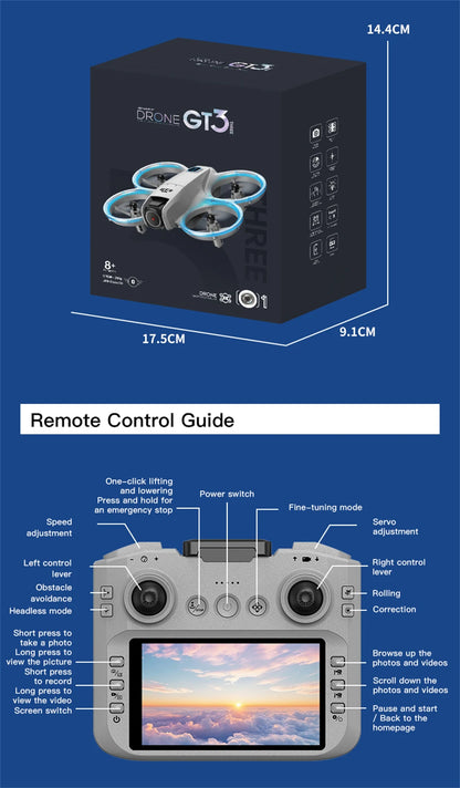 NEW GT3 GPS Drone with 8K HD Dual Cameras 180° FPV 5G WIFI Brushless Motors Intelligence Obstacle Avoidance Foldable Quadcopters