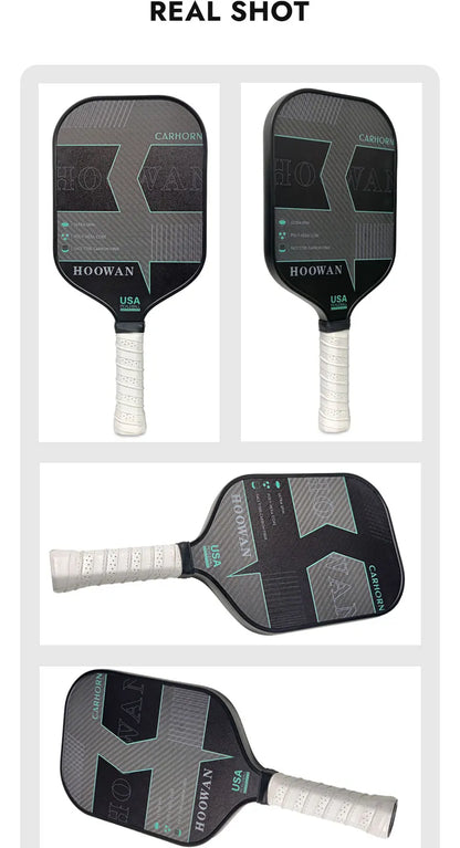 HOOWAN Pickleball Paddle Set of 2 Pickleball Rackets, 4 Outdoor Balls, Carrying Bag, Lightweight and Durable Pickle Ball Paddle
